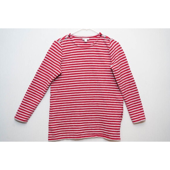 J. Jill womens S Petite red gray stiped shirt preppy - Picture 1 of 6